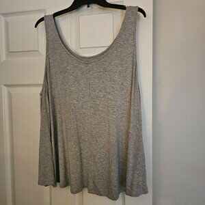 Simple Pleasures Womens Gray Loose-Fit Scoop Neck Tank Top 2X Lagenlook Comfort